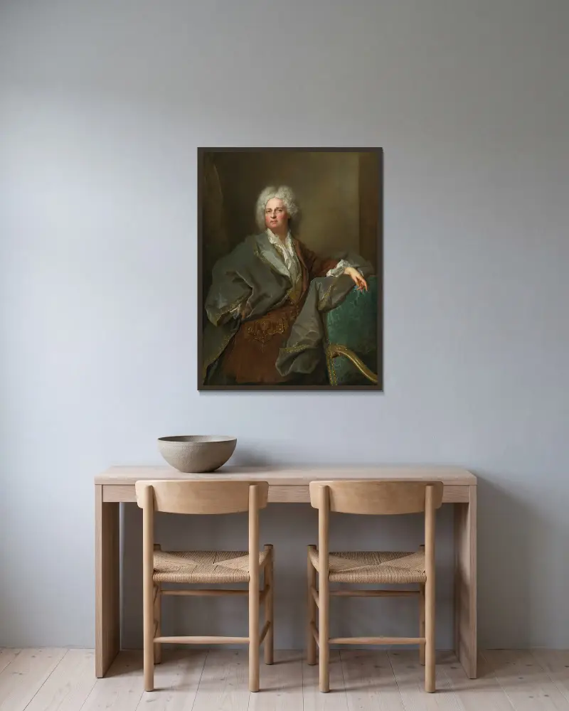 Porträtt av baron de Besenval av Nicolas de Largillière inramad på en vägg