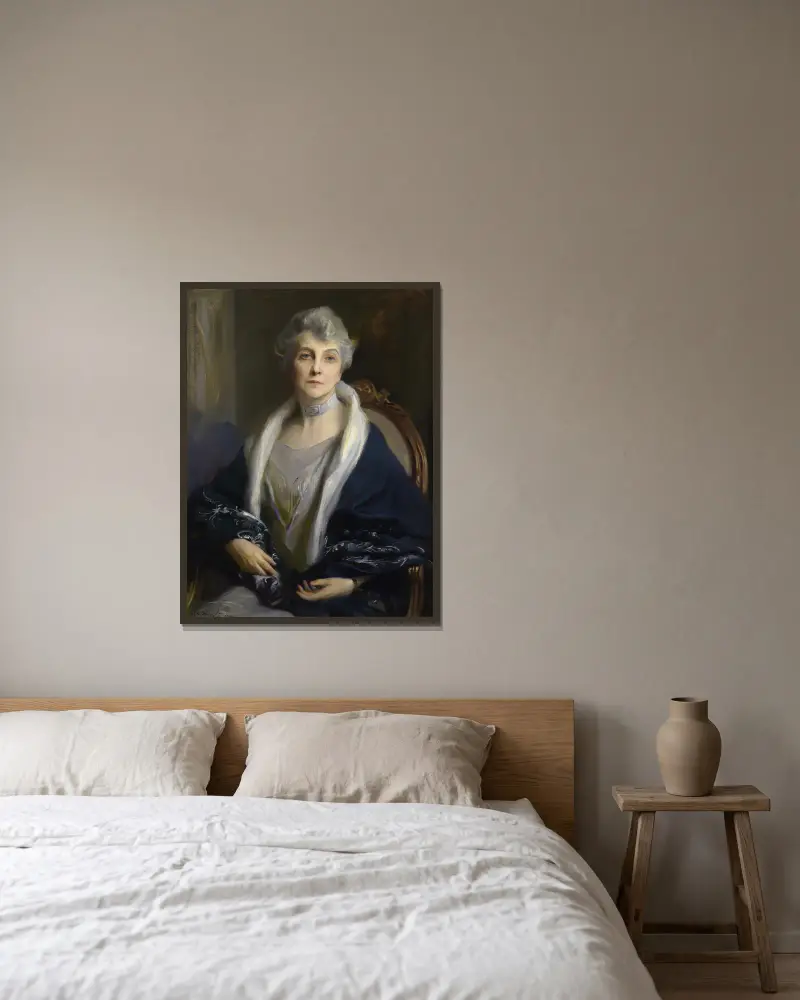 Clara Margaret Cook Kellogg av Philip Alexius de László inramad på en vägg