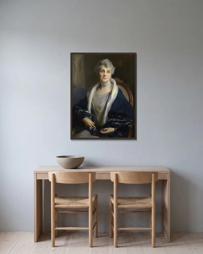 Clara Margaret Cook Kellogg av Philip Alexius de László inramad på en vägg