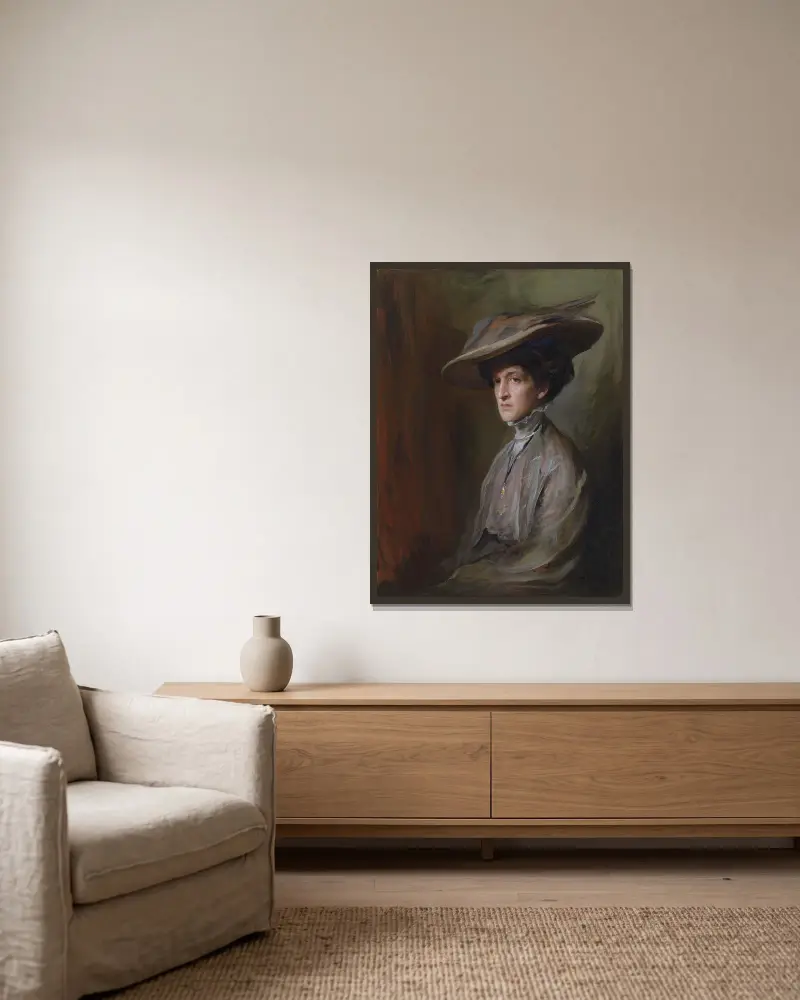Mrs Herbert Asquith, später Gräfin von Oxford und Asquith von Philip Alexius de László gerahmt an einer Wand