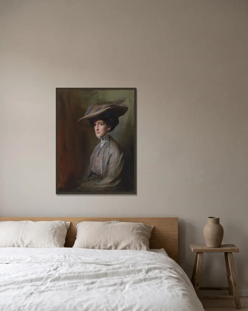 Mrs Herbert Asquith, später Gräfin von Oxford und Asquith von Philip Alexius de László gerahmt an einer Wand