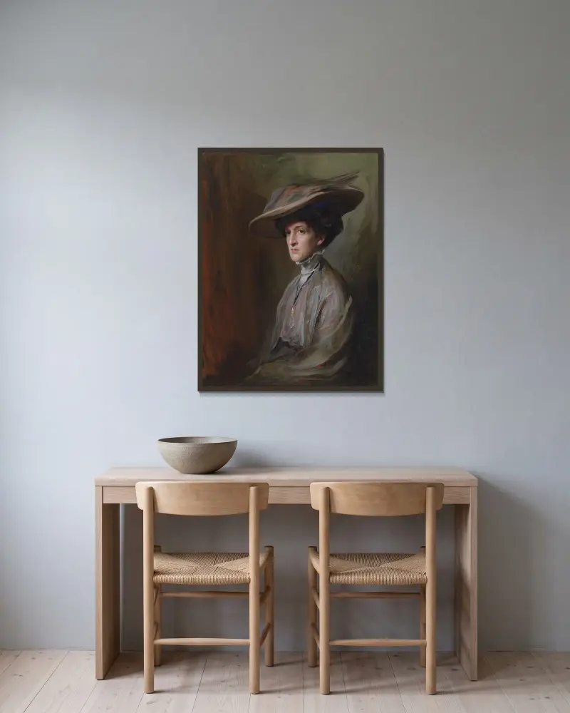 Mrs Herbert Asquith, später Gräfin von Oxford und Asquith von Philip Alexius de László gerahmt an einer Wand