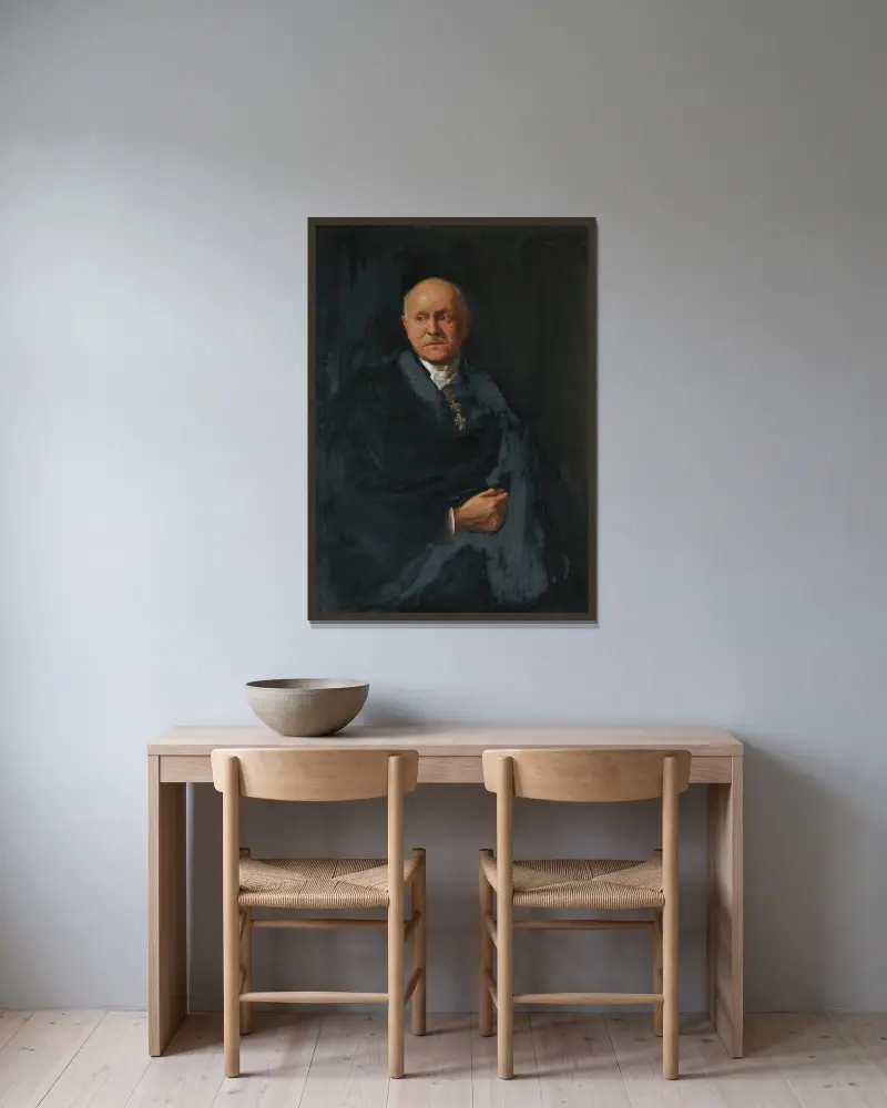 Porträtt av Monsieur Moroni av Philip Alexius de László inramad på en vägg