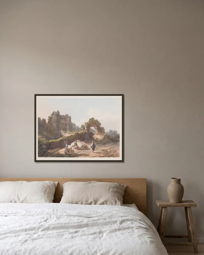 Das Tor von Carisbrooke Castle von Philip James de Loutherbourg gerahmt an einer Wand