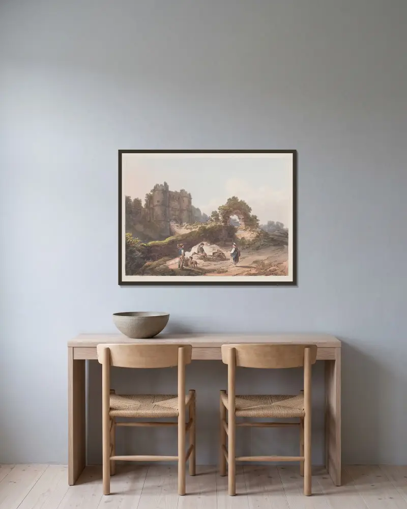 Das Tor von Carisbrooke Castle von Philip James de Loutherbourg gerahmt an einer Wand