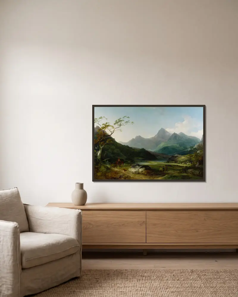Snowdon z Capel Curig, Philip James de Loutherbourg w ramie na ścianie