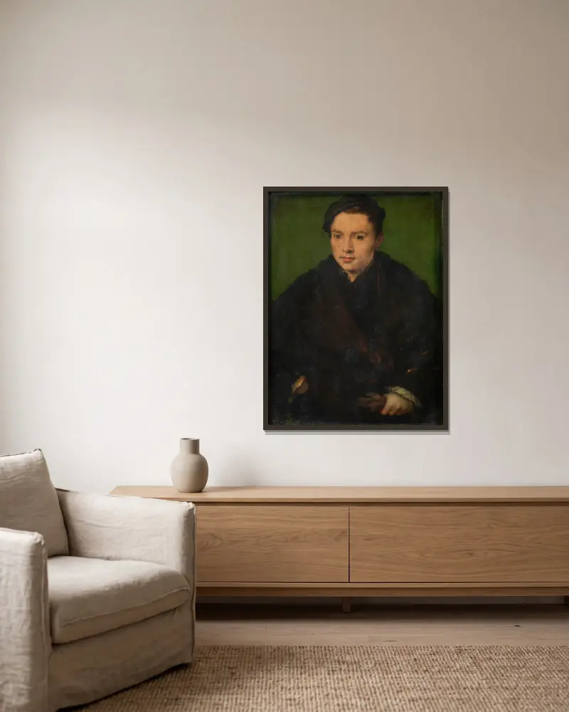 Bildnis eines Mannes von Corneille de Lyon gerahmt an einer Wand