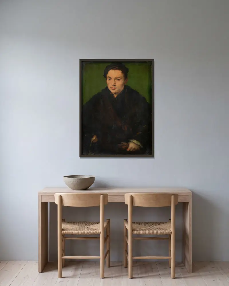 Bildnis eines Mannes von Corneille de Lyon gerahmt an einer Wand