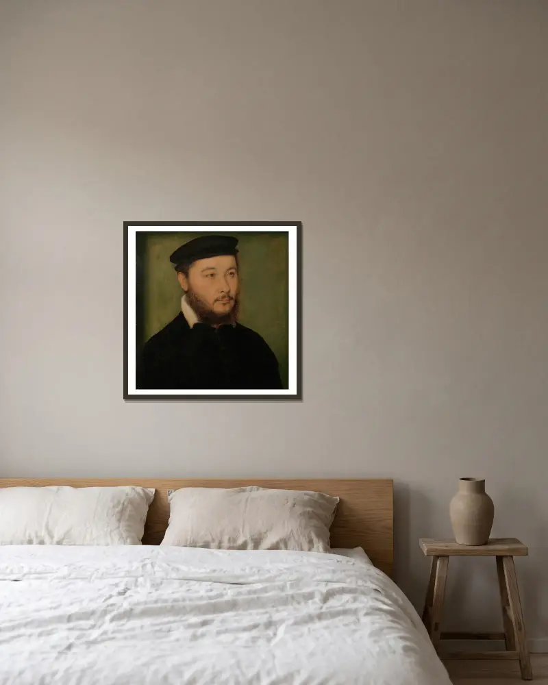 Porträtt av en man, 1540 av Corneille de Lyon inramad på en vägg