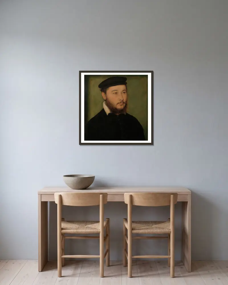 Porträtt av en man, 1540 av Corneille de Lyon inramad på en vägg