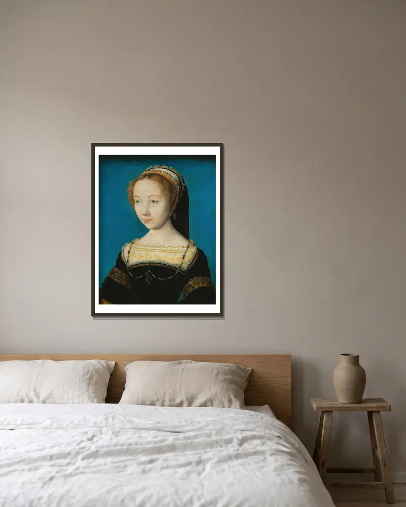 Porträtt av en kvinna, 1540 av Corneille de Lyon inramad på en vägg