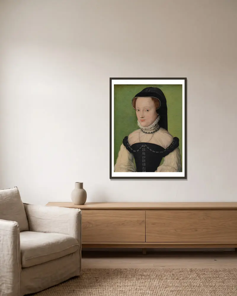 Porträt der Madame de Châtillon von Corneille de Lyon gerahmt an einer Wand