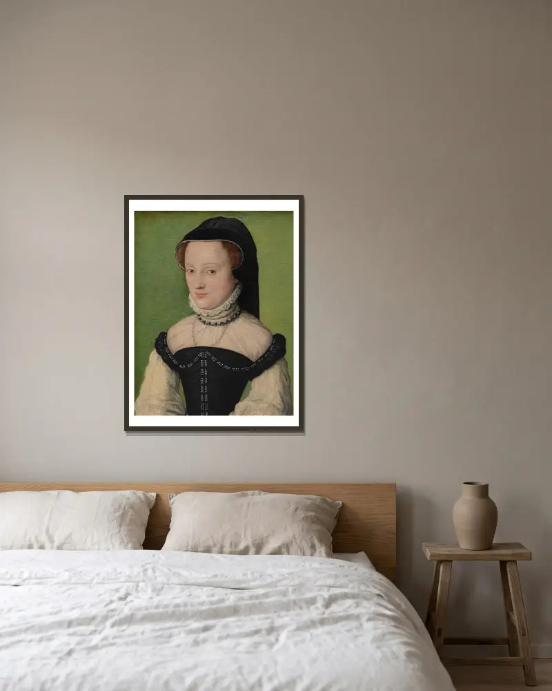 Porträt der Madame de Châtillon von Corneille de Lyon gerahmt an einer Wand