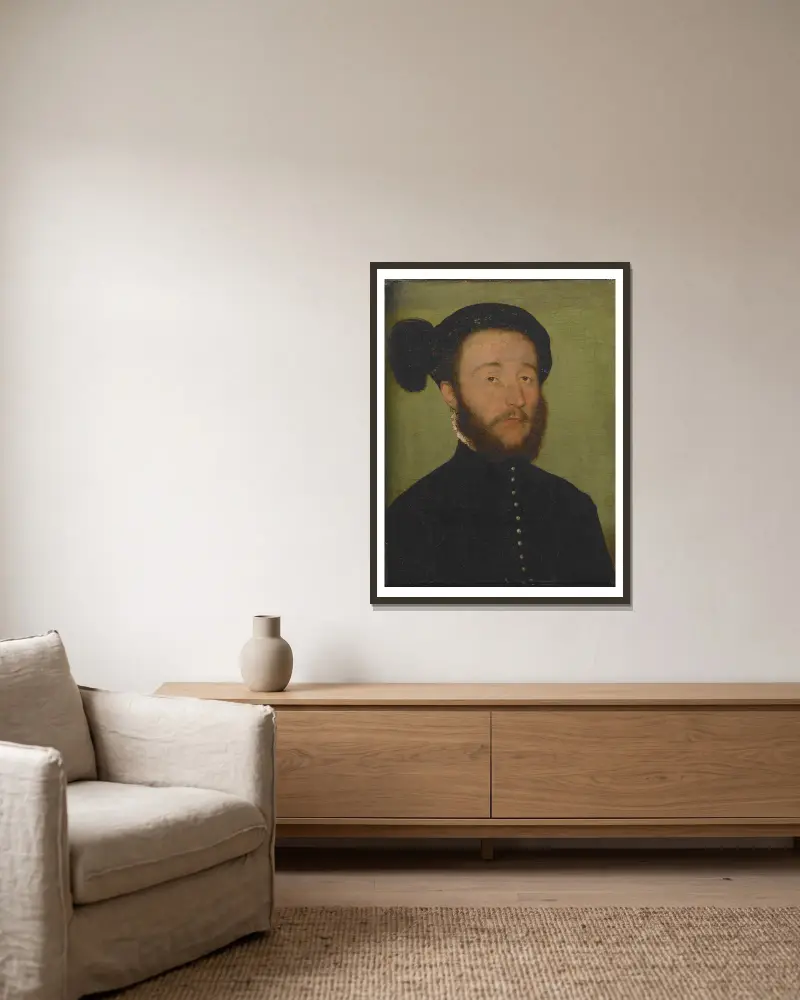 Portret René du Puy du Fou, Corneille de Lyon w ramie na ścianie