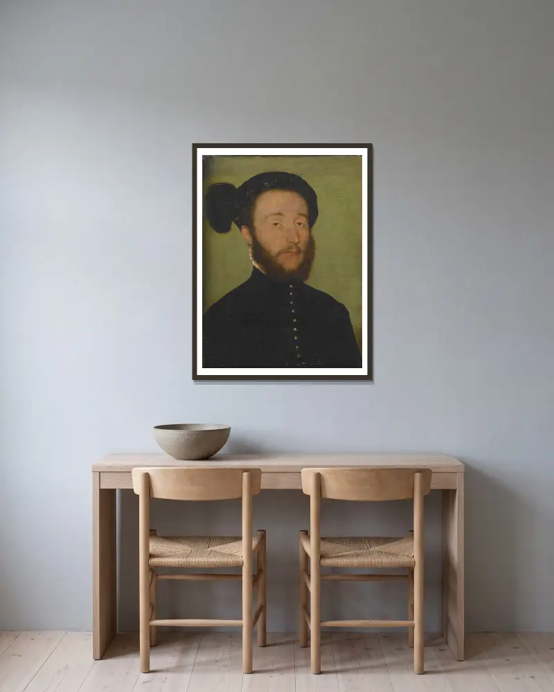 Portret René du Puy du Fou, Corneille de Lyon w ramie na ścianie