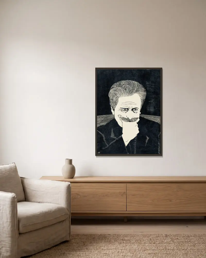 Autoportret z dłonią na wąsach, Samuel Jessurun de Mesquita w ramie na ścianie