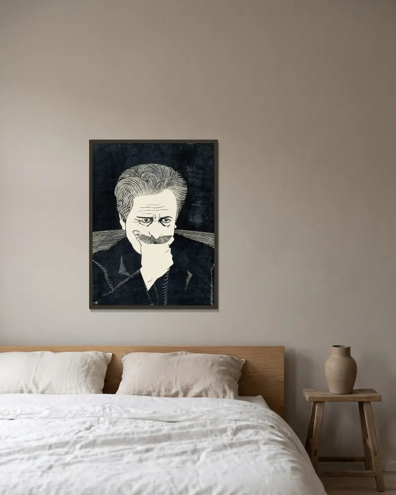Autoportret z dłonią na wąsach, Samuel Jessurun de Mesquita w ramie na ścianie