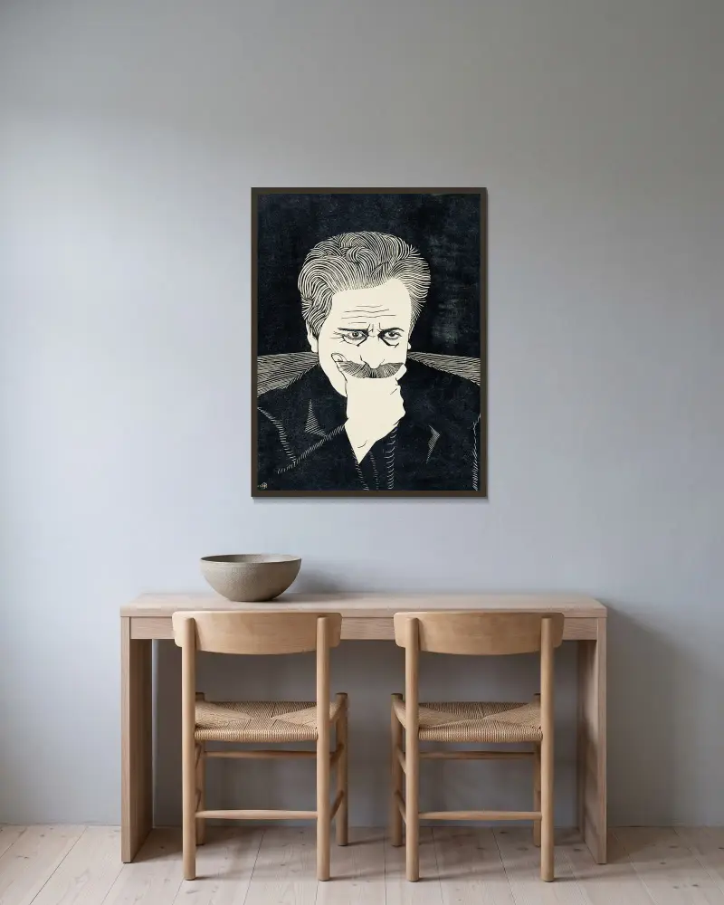 Autoportret z dłonią na wąsach, Samuel Jessurun de Mesquita w ramie na ścianie