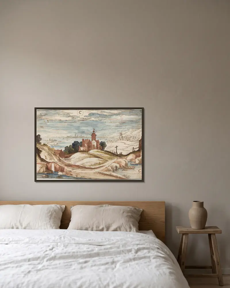 Landscape with Chateau on a Hill av Joos de Momper inramad på en vägg