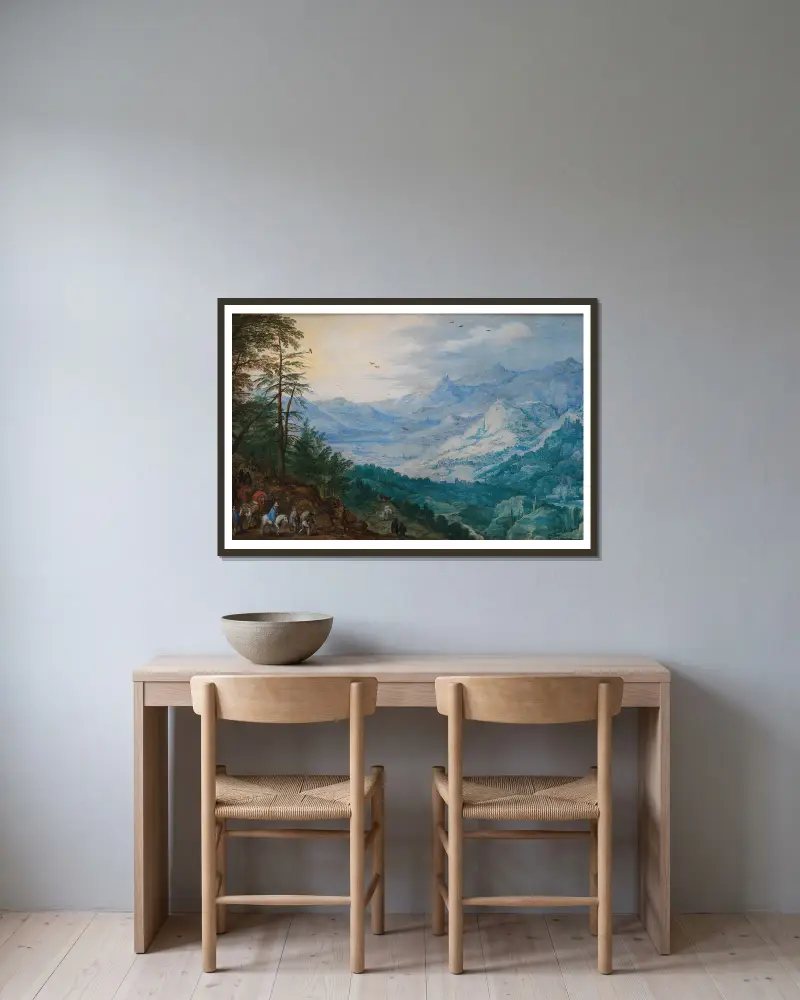 Rocky Landscape av Joos de Momper inramad på en vägg