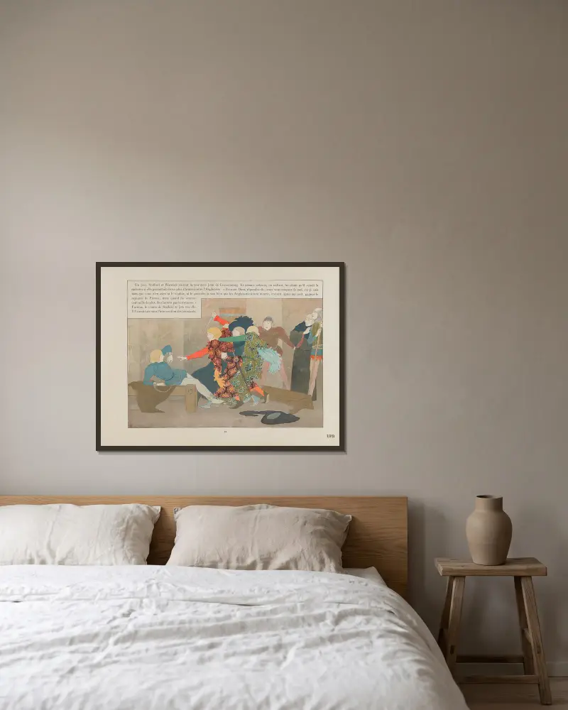 Jeanne d’Arc Taf. 39 von Louis Maurice Boutet de Monvel gerahmt an einer Wand