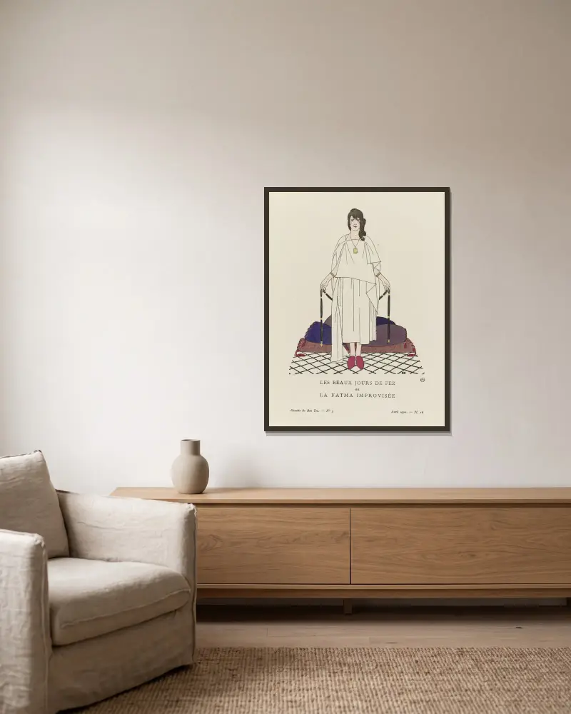 Die schönen Tage von Fès oder die improvisierte Fatma, 1920 – Nr. 1 von Bernard Boutet de Monvel gerahmt an einer Wand