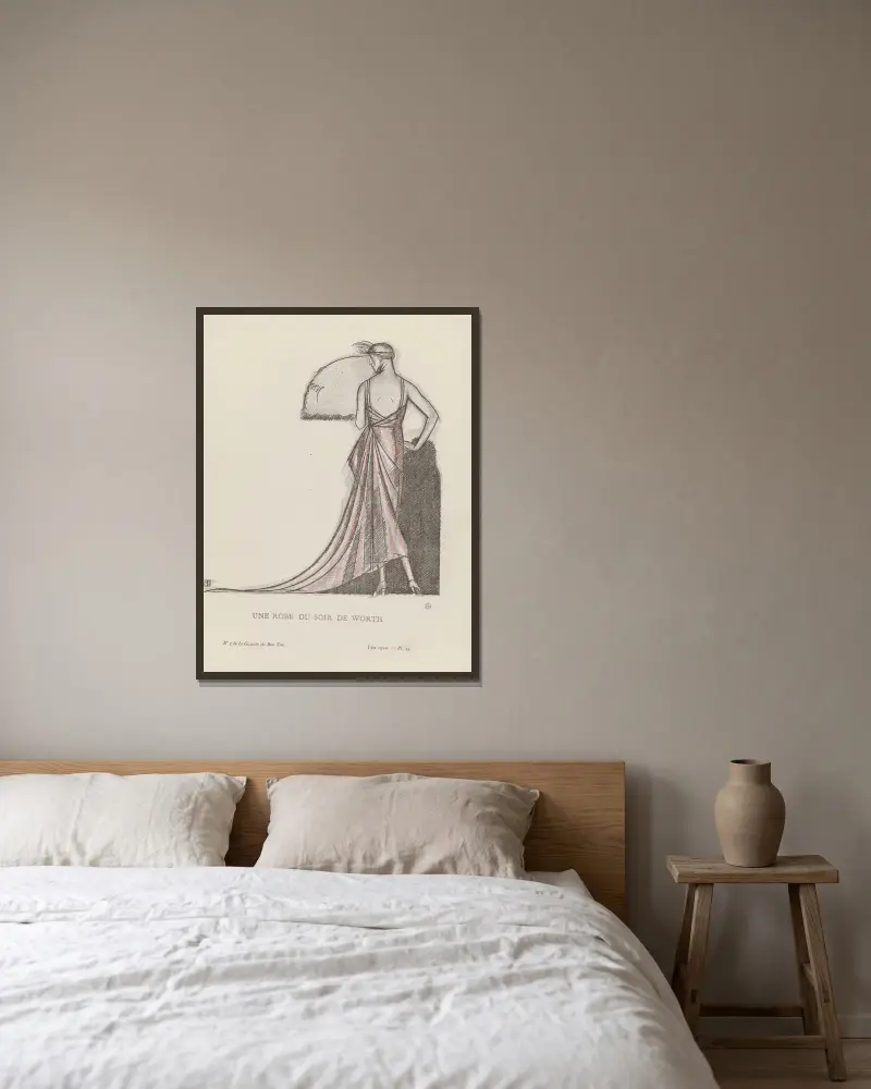 Une robe du soir de Worth, 1920 – nr 1 av Bernard Boutet de Monvel inramad på en vägg