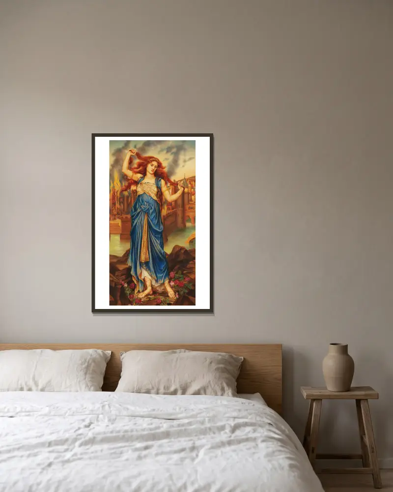 Cassandra av Evelyn De Morgan inramad på en vägg