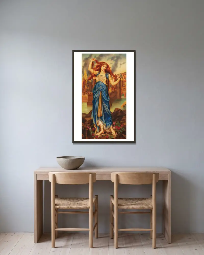 Cassandra av Evelyn De Morgan inramad på en vägg