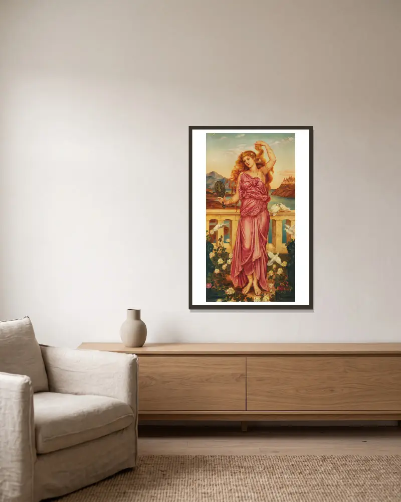Helen of Troy, 1898 – nr 1 av Evelyn De Morgan inramad på en vägg