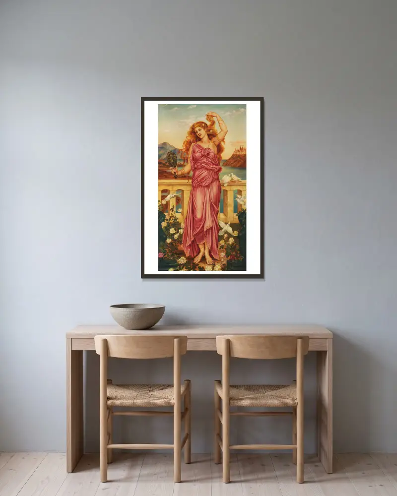 Helen of Troy, 1898 – nr 1 av Evelyn De Morgan inramad på en vägg