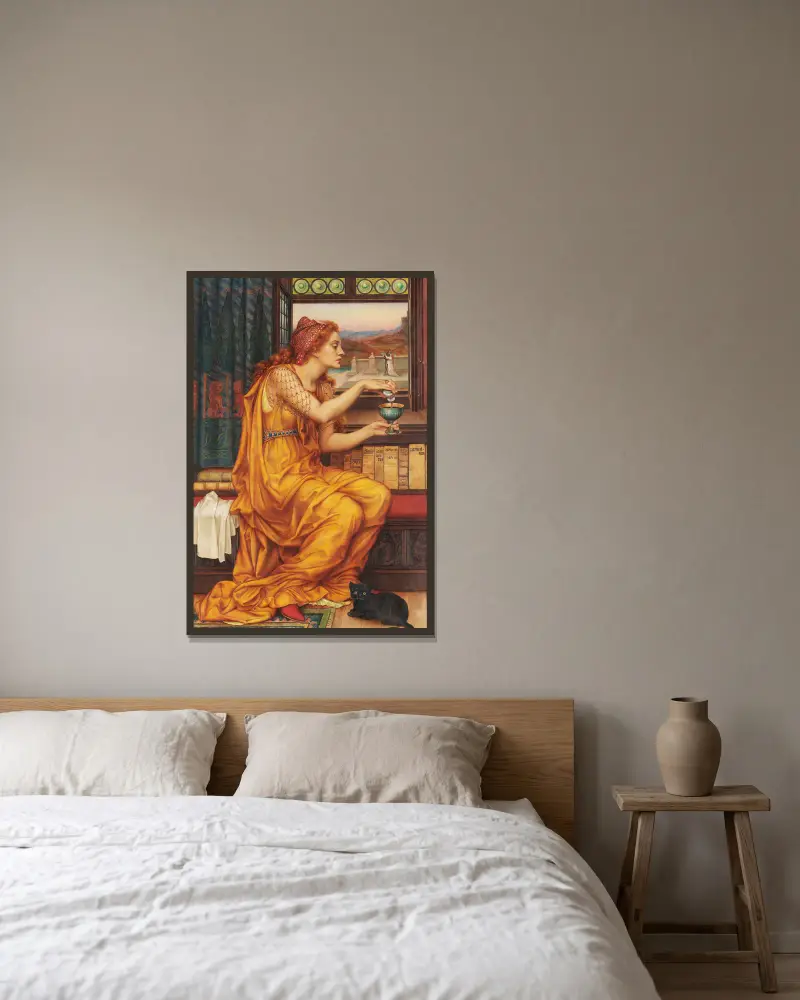 The Love Potion av Evelyn De Morgan inramad på en vägg