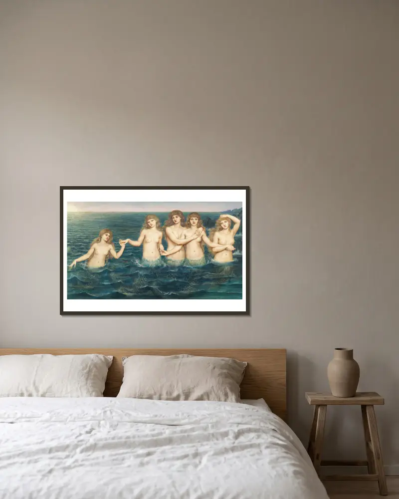 The Sea Maidens av Evelyn De Morgan inramad på en vägg