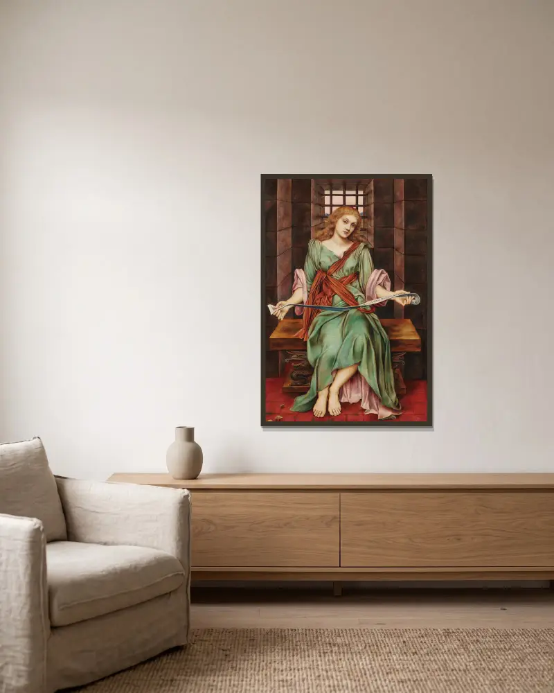 The Soul’s Prison House av Evelyn De Morgan inramad på en vägg