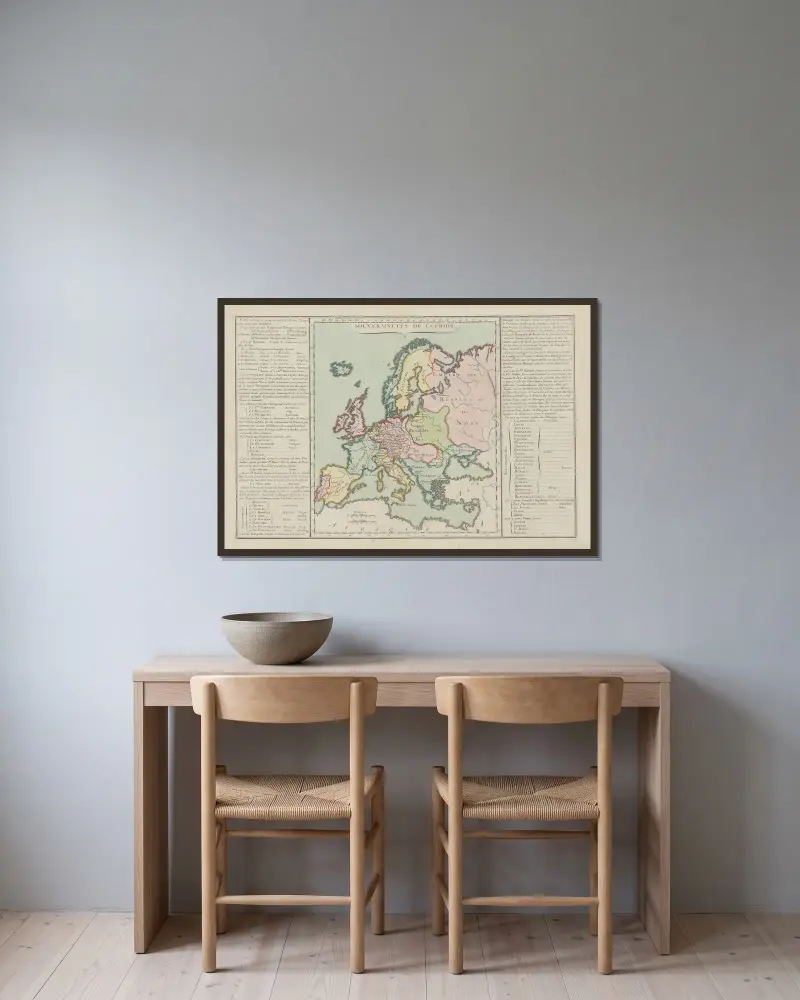 Metodisk och elementär atlas över geografi, plansch 31 av Claude Buy de Mornas inramad på en vägg