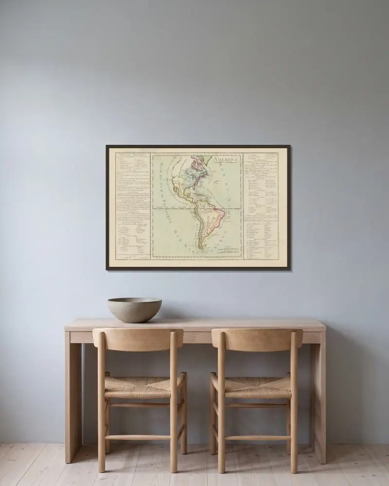 Nouveau  Continent. Amérique av Claude Buy de Mornas inramad på en vägg