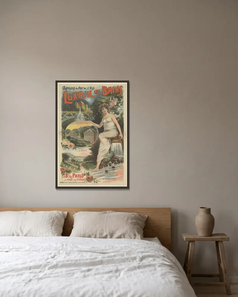 Chemins de fer de l’Est. Luxeuil les Bains, 8 timmar från Paris vid Vogesernas fot av Pal (Jean de Paleologue) inramad på en vägg