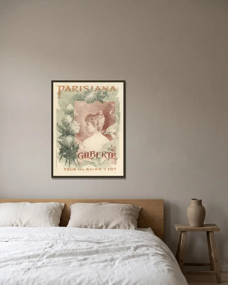 Parisiana. Gilberte varje kväll kl. 22 av Pal (Jean de Paleologue) inramad på en vägg