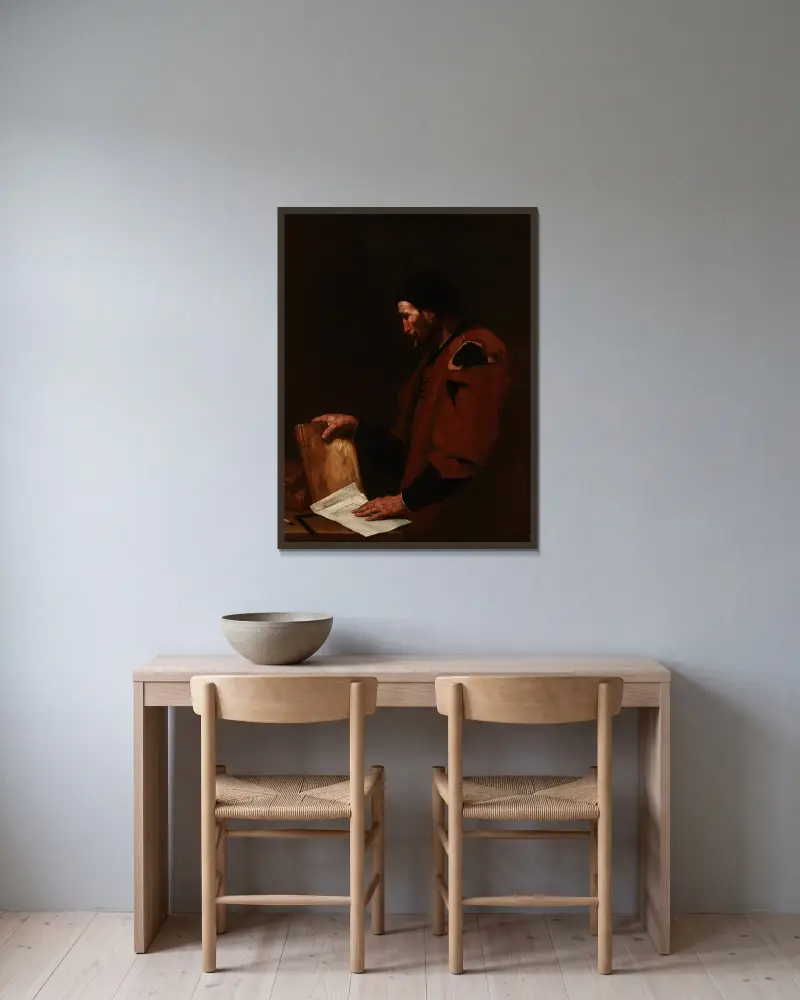 Ein Philosoph, vermutlich Euklid von Jusepe de Ribera gerahmt an einer Wand