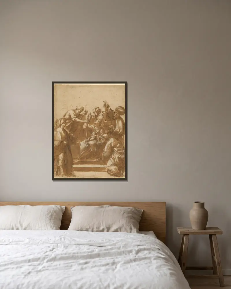 De tre vise männens tillbedjan av Jusepe de Ribera inramad på en vägg