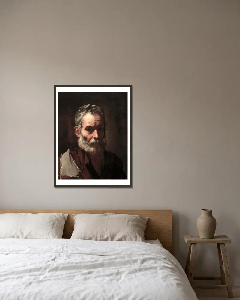 Ein alter Mann von Jusepe de Ribera gerahmt an einer Wand