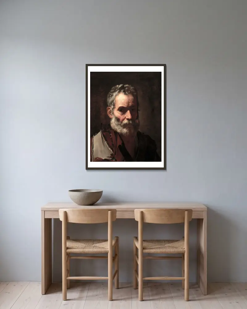 Ein alter Mann von Jusepe de Ribera gerahmt an einer Wand