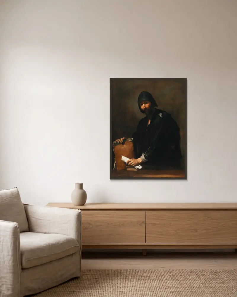 Heraklit von Jusepe de Ribera gerahmt an einer Wand