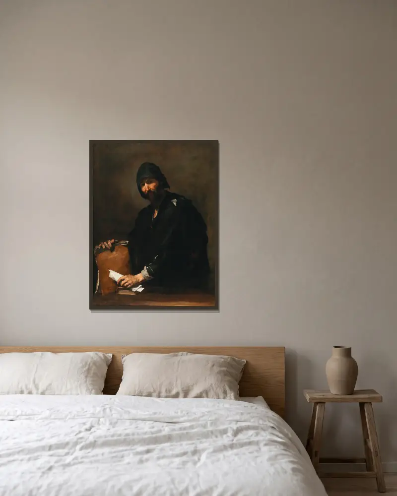 Heraklit von Jusepe de Ribera gerahmt an einer Wand