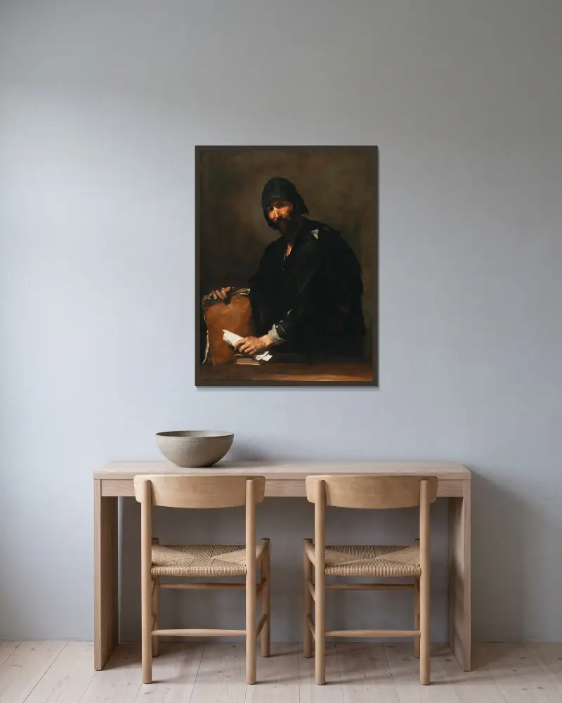 Heraklit von Jusepe de Ribera gerahmt an einer Wand