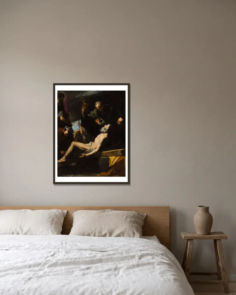 Martyrium des Heiligen Andreas von Jusepe de Ribera gerahmt an einer Wand