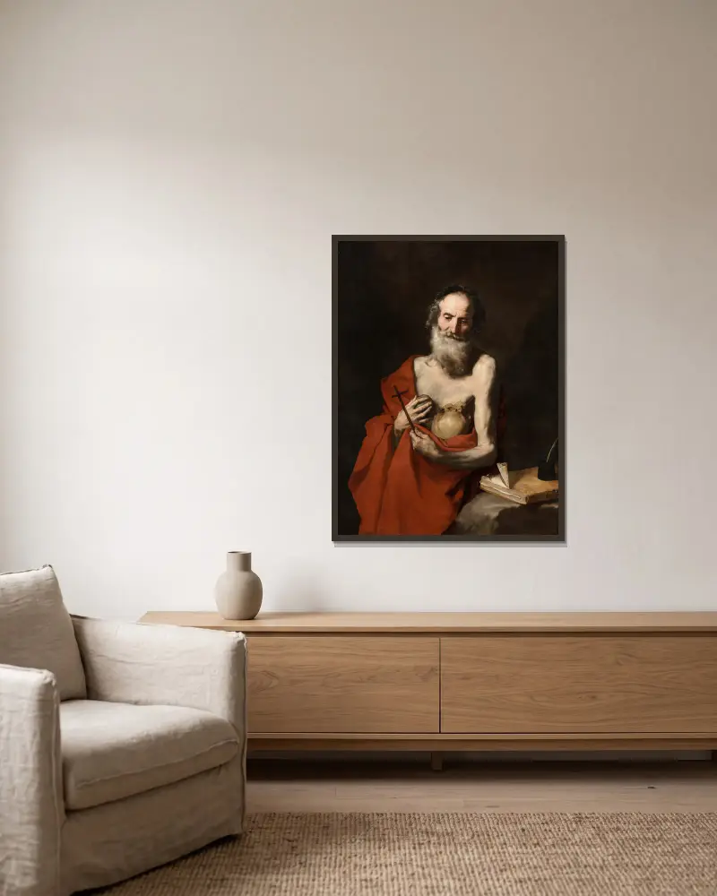 Der heilige Hieronymus, 1638 von Jusepe de Ribera gerahmt an einer Wand
