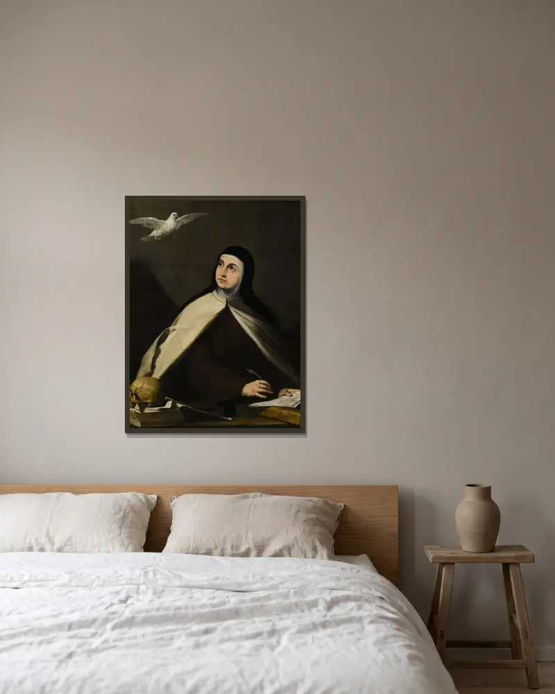 Den heliga Teresa av Ávila av Jusepe de Ribera inramad på en vägg