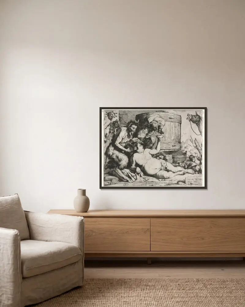 Silenus von Jusepe de Ribera gerahmt an einer Wand