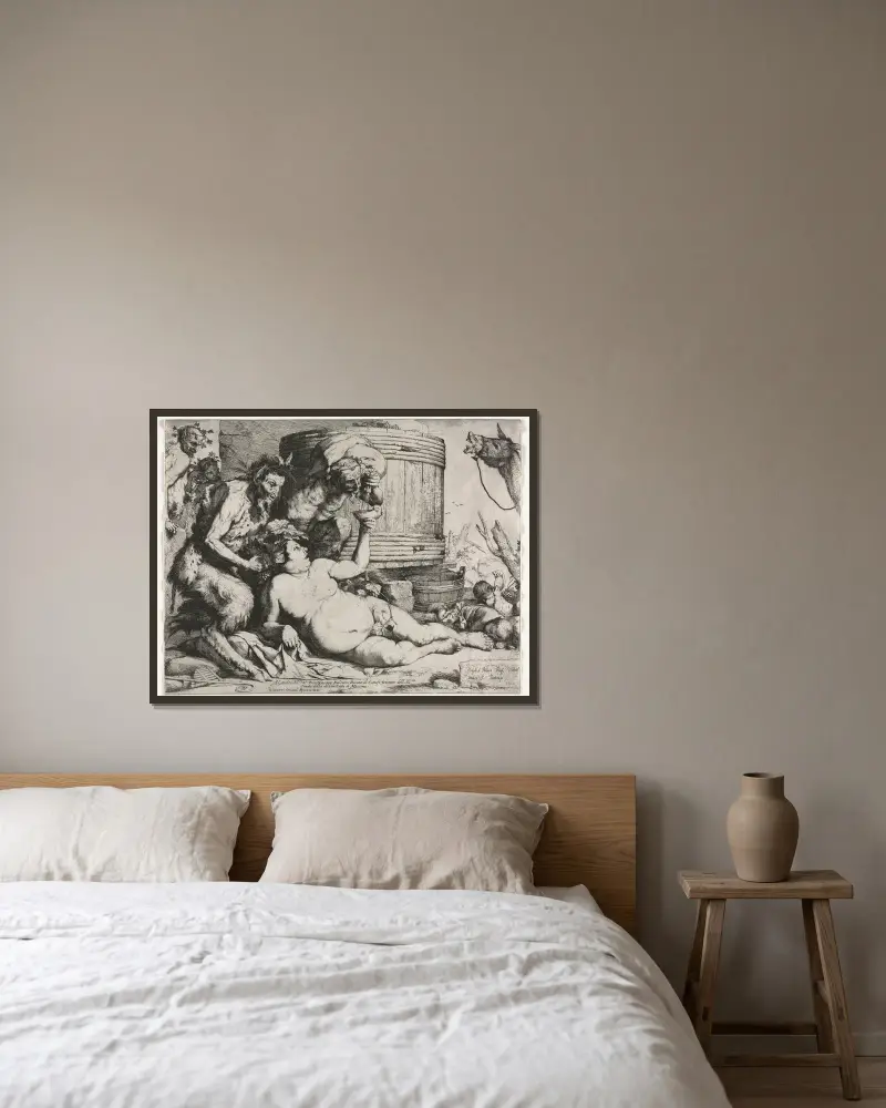 Silenus von Jusepe de Ribera gerahmt an einer Wand